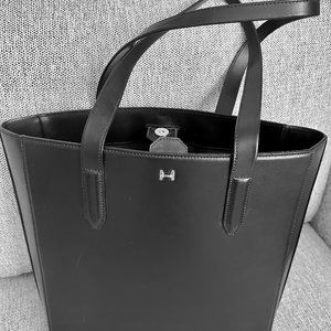 HALSTON HERITAGE BLACK LEATHER TOTE NWOT